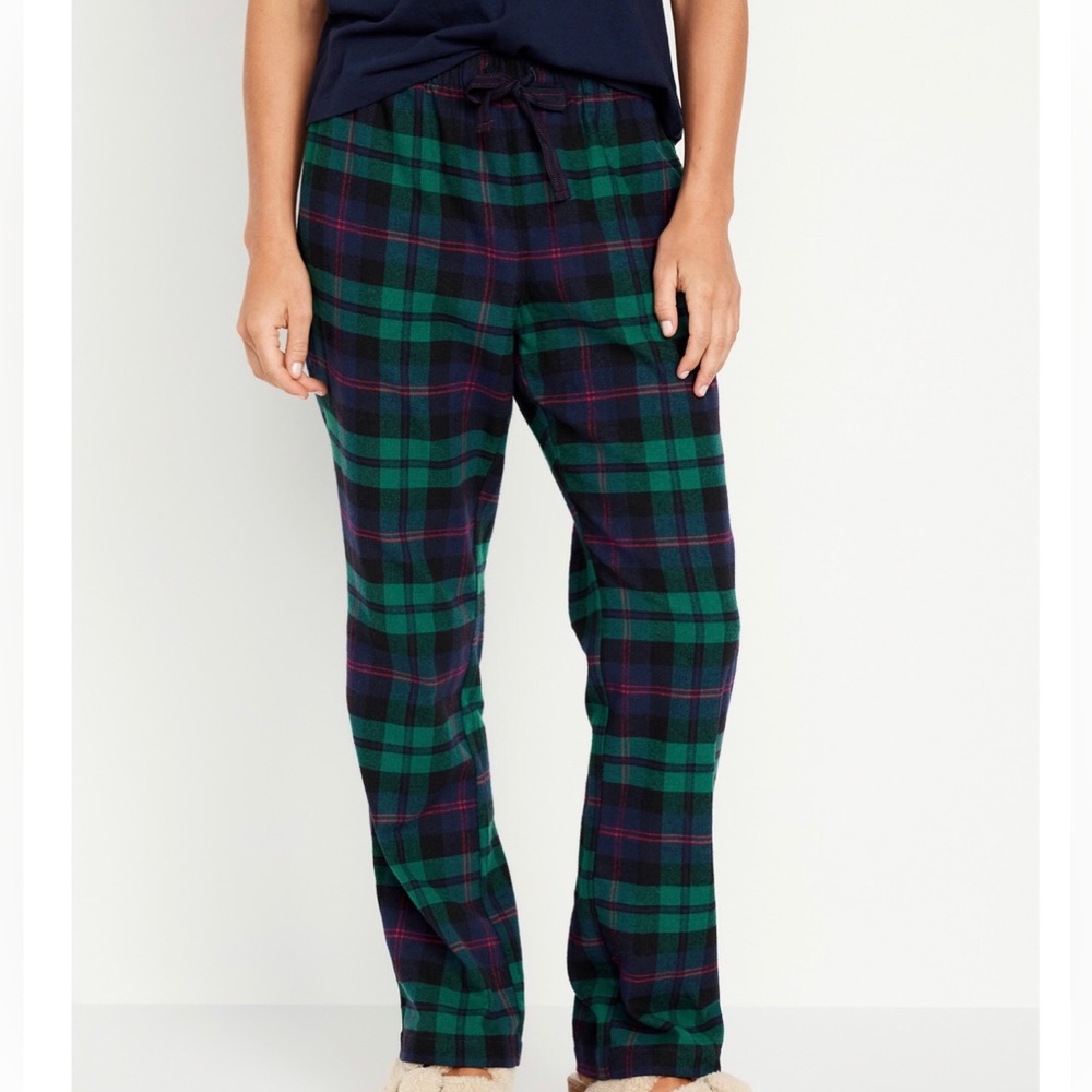 NWT MID-RISE Cotton Flannel Pajama PJ Pants OLD NAVY Straight Leg Drawstring 4X